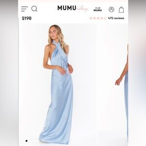 Jasmine Halter Maxi Dress, steel blue luxe satin
